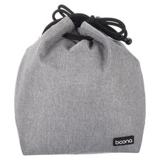 Soft Drawstring Lens Case with Cotton Pad 5.91" x 3.94", Grey