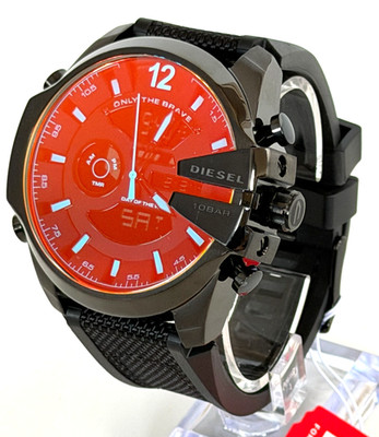 DIESEL Mega Chief DZ4548 Analog Digital Red Iridescent/Black Strap Watch $270