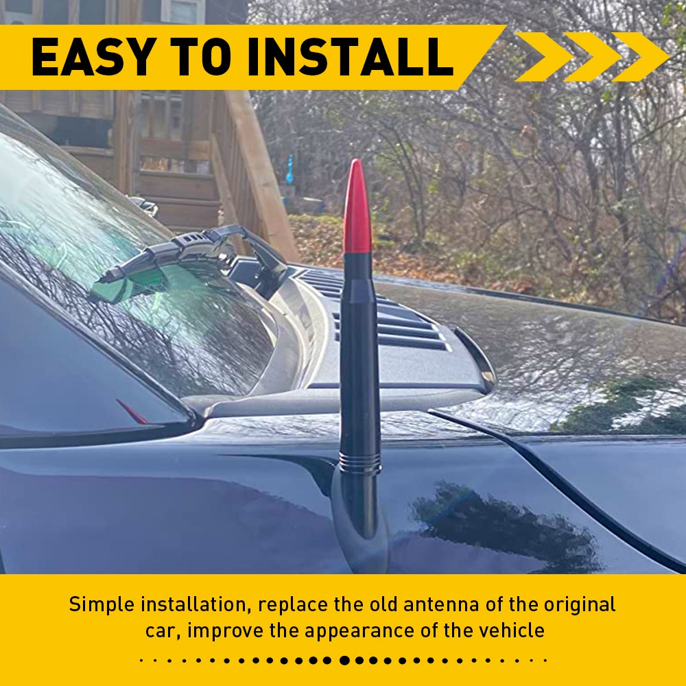 50 Cal Aluminum Bullet Short Antenna Kit Red Fits For Dodge Ram 1500 2500 3500 A