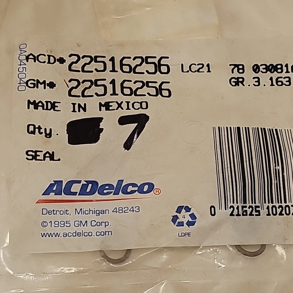 Lote de 16 ACDelco GM 22514722 OEM NOS Genuino Línea de Combustible Tubo de Alimentación Junta O Sello Foto 3 de 4