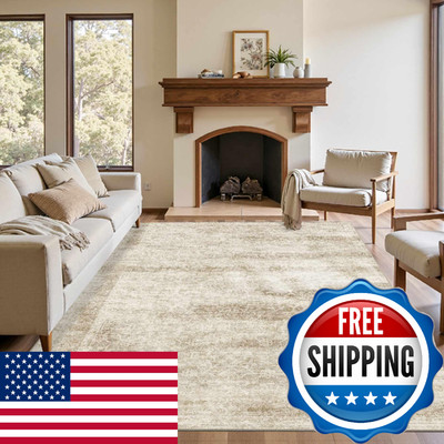Latte&Fog 5x7 Area Rugs for Living Room, Vintage Beige Washable Rug, Boho Neutra