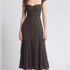 Reformation Bryson Black Floral Maxi Dress Size 10 NWTO