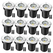 LED Landscape Lights, 12 Pack 7W Ground Lights With 24 Clear,Warm White