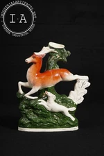 19th Century Stag and Hound Spill Vase