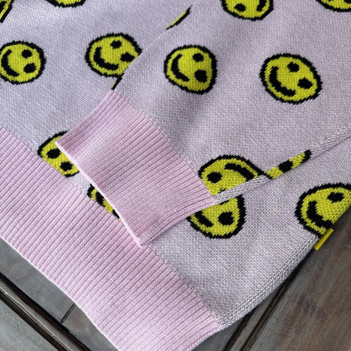 🙂💗Golf Wang Smiley Face Sweater Tyler The Creator Pink Cotton