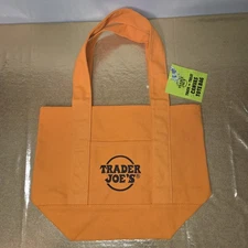 Limited Trader Joe's Mini Halloween Orange Canvas Tote Bag NWT Shipped Same Day