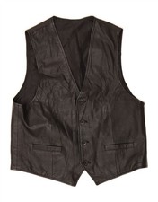 C&A Mens Leather Waistcoat Large Black Leather AP06