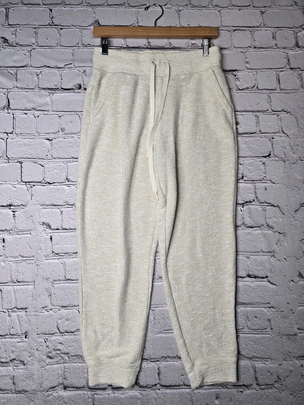 Offline Aerie Vintage Vanilla Cream Waffle Knit Drawstring Jogger Pants Sm Short