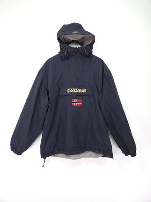 Napapijri Rainforest Jacket Mens XL Navy Taped Seam Anorak Hood Fleece Lined