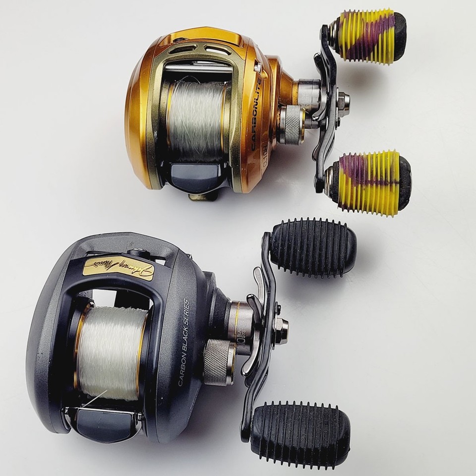 2 Bass Reels Low Profile Baitcasting Lot - Johnny Morris BPS Carbonlite ...