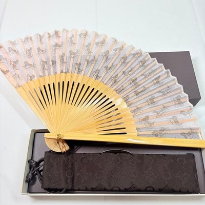 CELINE Fan Carriage Logo Macadam Ladies Charm Folding Fan From Japan