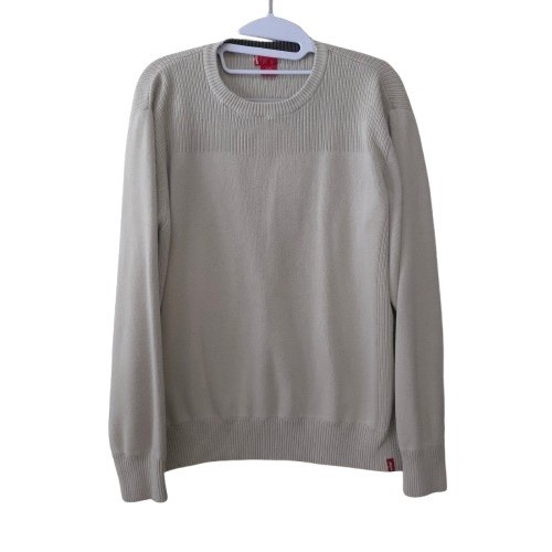 Pull col rond marron Levis coton côtelé tricot pull preppy hiver homme grand