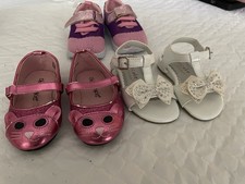 Set Of 3 Toddler Girl Size 5 Shoes - Sneaker, Sandal With Bow Ballet Flat