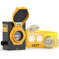 4 Prong 30 Amp Generator Cord 25FT and 30 Amp Power Inlet Box, Heavy Duty NEM...