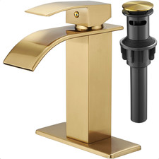 Hoigy Gold Bathroom Faucet Waterfall Brass Bathroom Faucets Single Hole Or 3