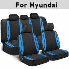 Car Seat Cover Full Set 7pcs For Hyundai Blue Velvet Breathable Front Rear