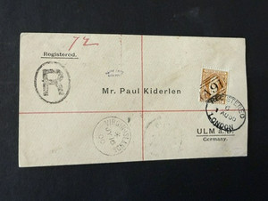 1900 British Virgin Islands BVI QV 1/- on Registered Cover to Ulm, Germany.