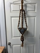 Vintage Macrame Plant Hanger Twisted Cord Style w/ Beads  Damage