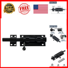 Security Gate Bolt Latch 6 Inch Black Shed Door Lock Sliding 304 Stainless Steel