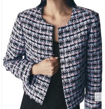 Ann Taylor Striped Tweed Cropped Jacket