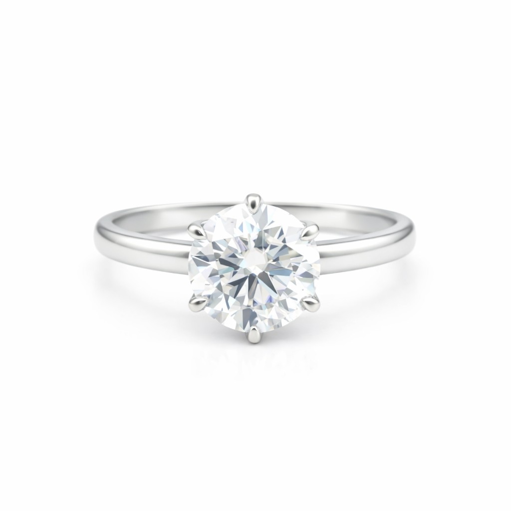 3.00 Ct. Certified E/VS1 Round Cut Lab Grown Diamond Ring in 925 Sterling Silver