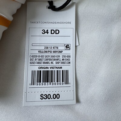 トップス Shade & Shore Bikini Top 34DD Mustard & White W Underwire Lightly