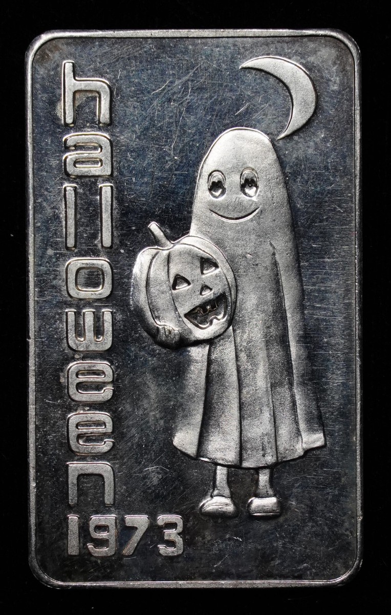 Halloween 1973 Ghost Pumpkin Moon Double Mc Mint 1oz 999 Silver