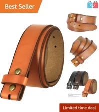 Versatile Men's 100% Genuine Leather Belt Strap - Snap Closure Tan Casual 1-1/2"