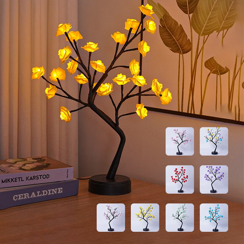 LED-Rosenbaum Tisch-Bonsai-Nachtlicht mit Touch, RGB Farbwechsel mit USB - Bild 1 von 1