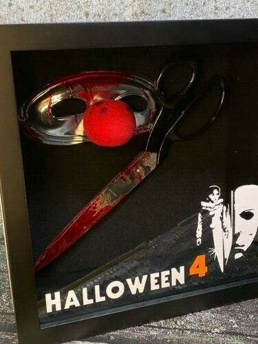 Halloween 4 IV Jamie Lloyd Michael Myers Máscara y Tijeras Reales Exhibición Caja de Sombra - Imagen 3 de 5