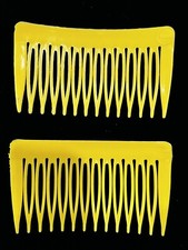 Vintage 1980s Yellow Wil-Hold Plastic Side Hair Comb Set of 2