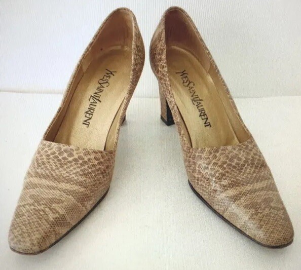 Decolte Yves Saint Laurent donna taglia 6 5 ufficio sirena pelle tacco blocco serpente