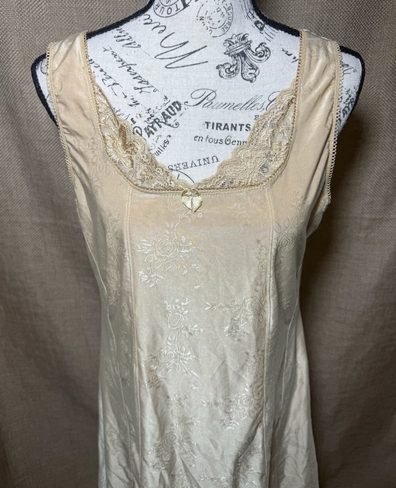 Camisón Delta Burke 2X Floral Jacquard De Colección Repujado Dormir Tanque Negligee Vestido Foto 3 de 4