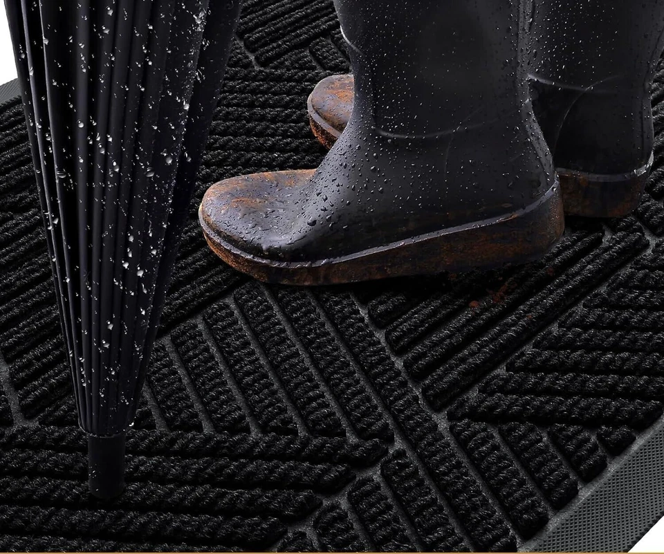 Heavy Duty Sturdy Natural Rubber Doormat  Front Door Mat Easy Clean Low Profile - Image 2 of 4