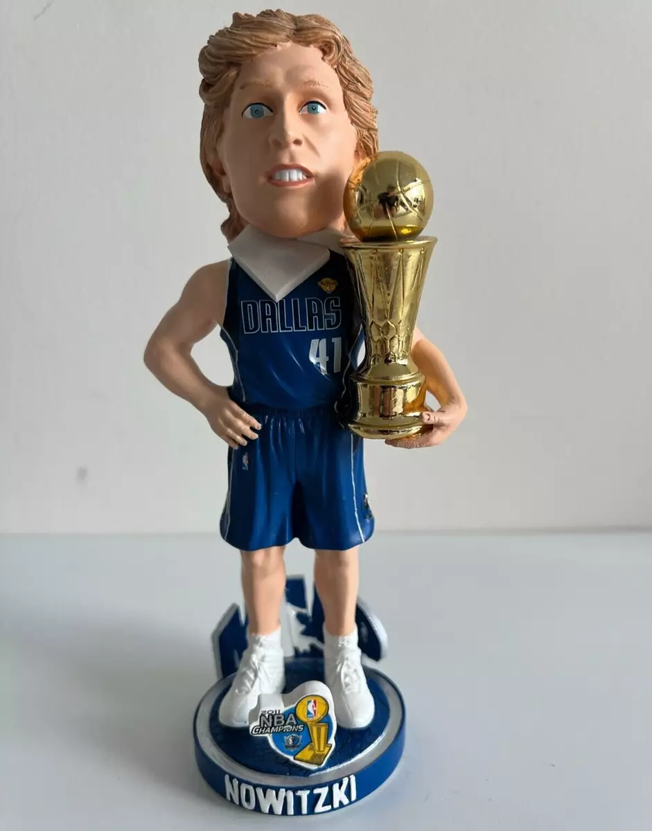 Dirk Nowitzki with the 2011 NBA Championship & MVP Trophies Game 6 of the 2011  NBA Finals Sports Photo 