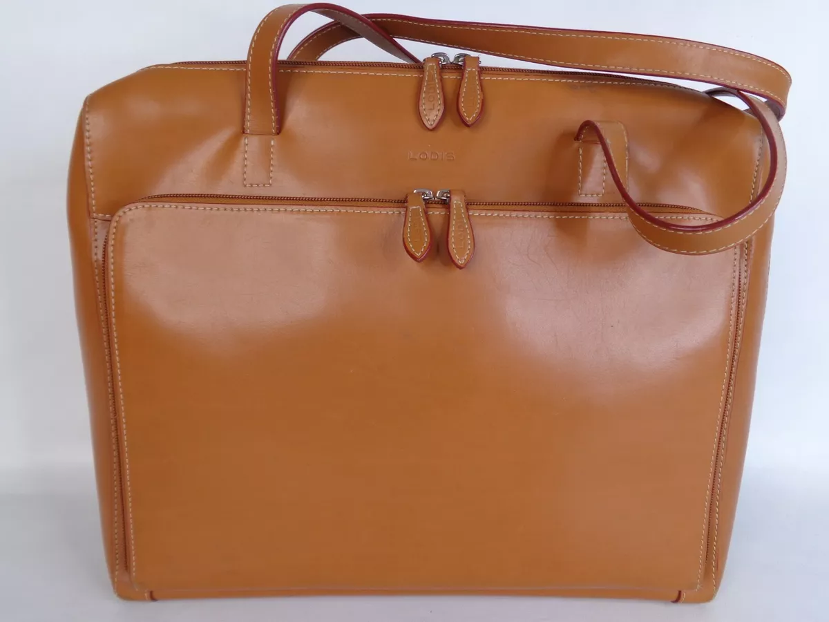 LODIS BRITISH TAN LEATHER BRIEFCASE COMPUTER BAG