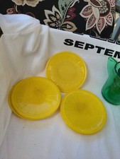 5 Akro Agate Child Tea Set Large Disc  Panel Yellow 3 1/4" Plate