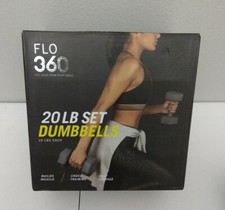 Flo 360 20 LB Set Dumbbells Weights 10 LB Each Grey New In Box  Bonus Gloves