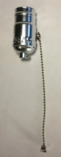 New Pull Chain Lamp Socket (On/Off) Medium Base With Nickel Finish SO320N