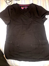 Urbane Womens Ultimate Sophie Crossover Solid Scrub Top Black Xsmall 9577