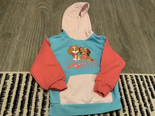 Puma X Paw Patrol Fleece Pullover Hoodie Girls Size: 5 Used Pink/Blue - Picture 2 of 5