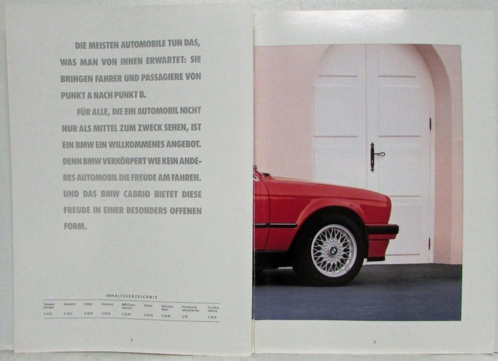 1990 BMW 3 Series Cabrios Sales Brochure - German Text | eBay