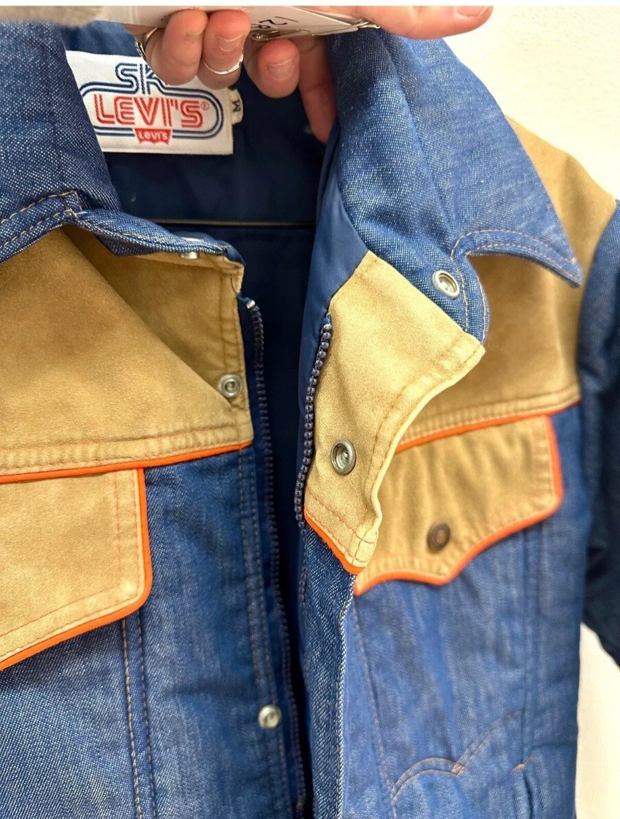 🚨🔥Vintage Levi's Ski Jacket Mens Med Orange Tab 2 Tone