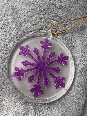 décoration de noël - boule de noël - violet - paillettes - transarent - Photo 1/4