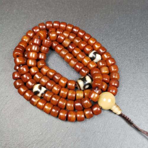 Gandhanra Original Tibetan Yak Bone Mala,108 Bone and Dzi Beads,Prayer Beads  - Picture 1 of 15