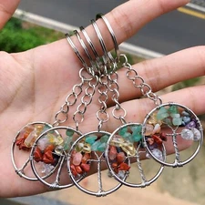 5pcs Yoga 7 Charka Stone Bag Clasp Pendants Tree Of Life Reiki Healing Amulet