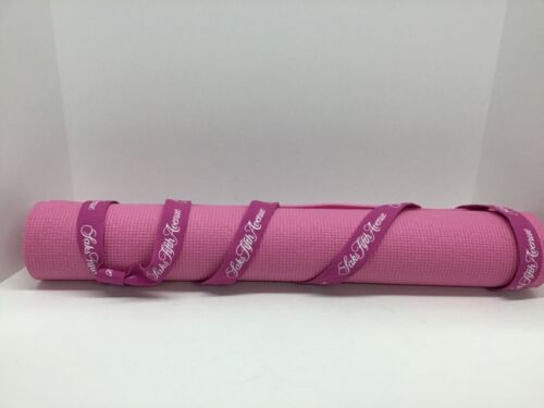 New Pink Saks Fifth Avenue Non-Slip Textured Yoga Mat w/Carrying Strap - Picture 1 of 4