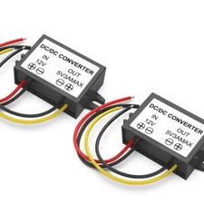 2PCS DC 12V to 5V 3A DC Step Down Converter Buck Voltage Regulator Waterproof US