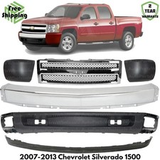Front Bumper Chrome Grille Assembly Kit For 2007-2013 Chevrolet Silverado 1500 Front Bumper Chrome Grille Assembly Kit For 2007-2013 Chevrolet Silverado 1500