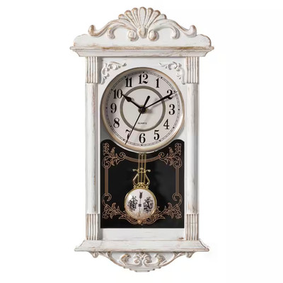 Clockswise Vintage Grandfather Wood-Looking Plastic Pendulum Decorative Battery